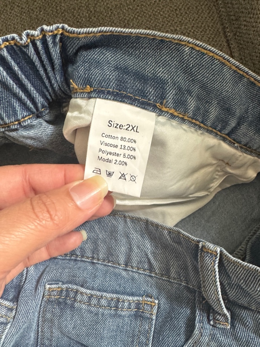 Embroidered Denim Women’s Shorts - Light Blue - Picture 4 of 5